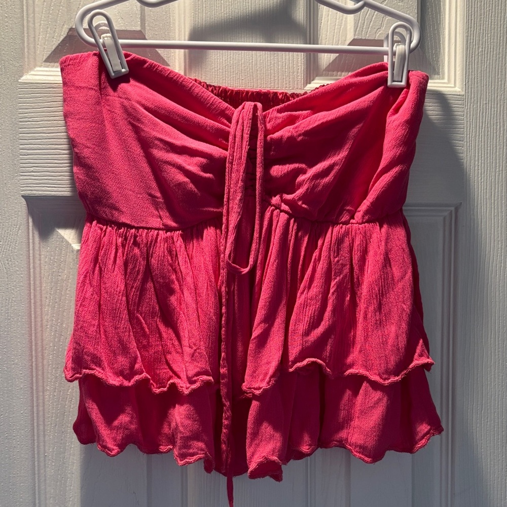 Pink summer Top Strapless or with Neck Tie